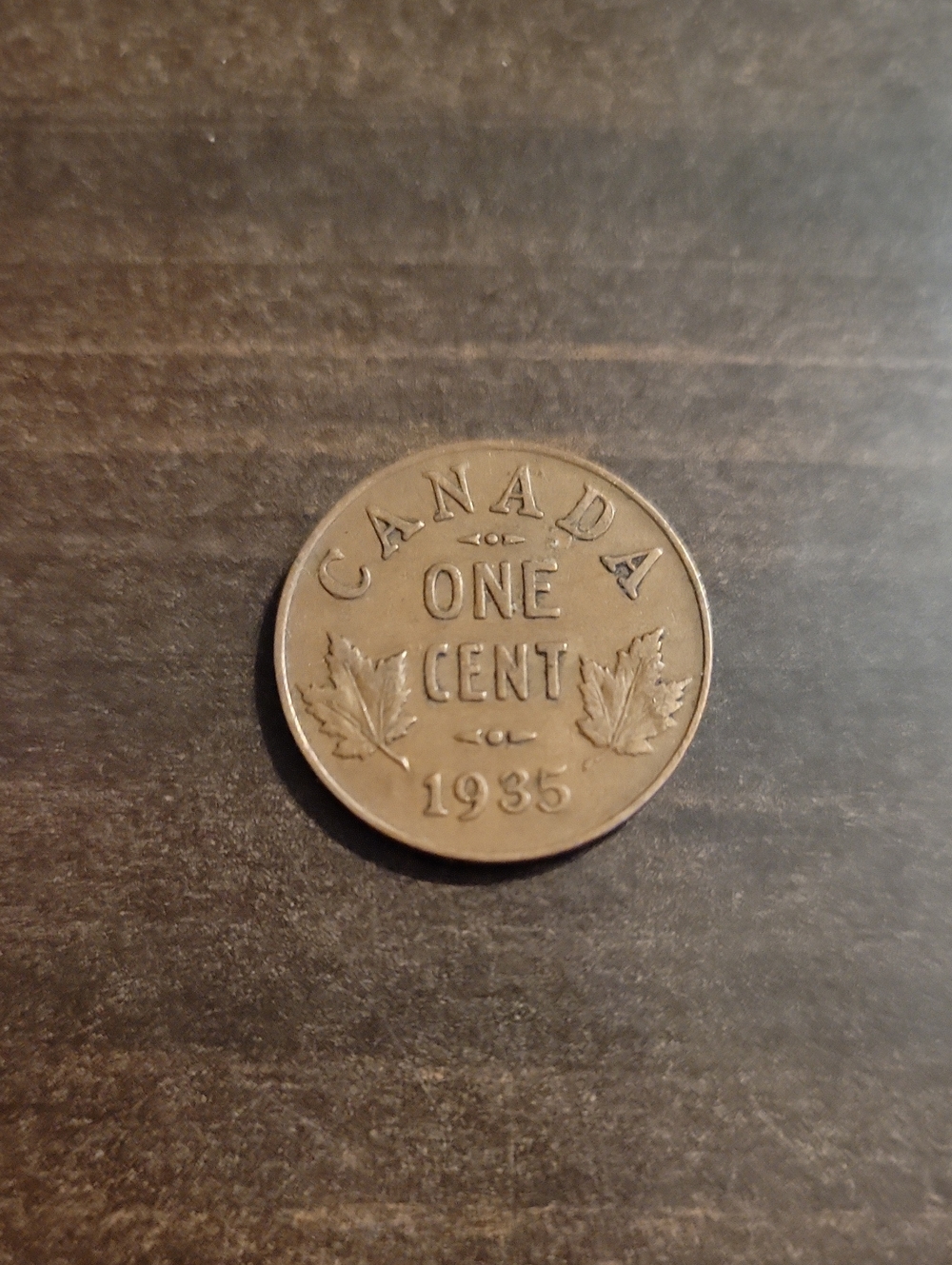 Vintage 1935 Canada One Cent Collectible Coin - Brown Tones